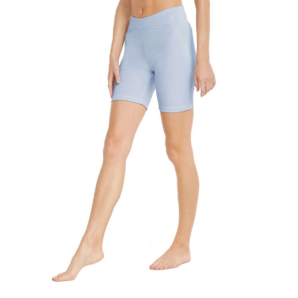 Puma Exhale Ribbed Training Tight Shorts Women's M Mist Blue Pull On Ski…